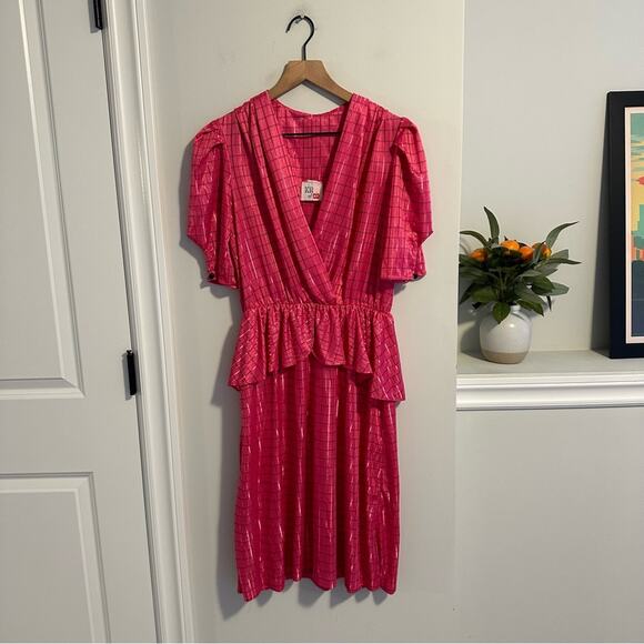 Vintage KR of NY Pink Plaid Maxi Dress Medium - Picture 7 of 11